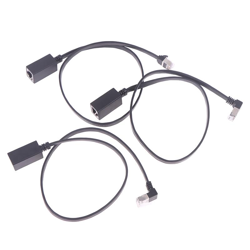90 Graders Cat7 Nettverksforlengelseskabel Flat Ultra 10G Høyre /Venstre Vinkel Albue Nettverkskabel Rj45 Hann til Hunn Adapterledning