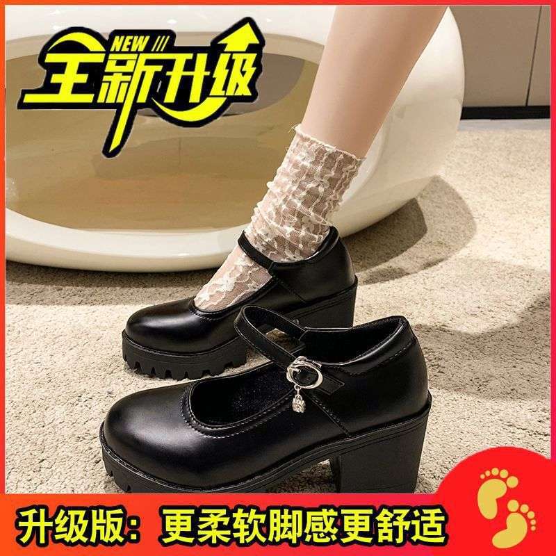 French Mary Jane shoes platform 2025 new British retro high-heeled single shoes Japanese JK muffin small leather shoes women