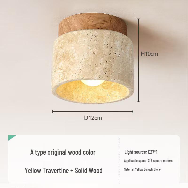 Nordic Wabi-Sabi Yellow Stone Ceiling Light for Hallways & Living Rooms