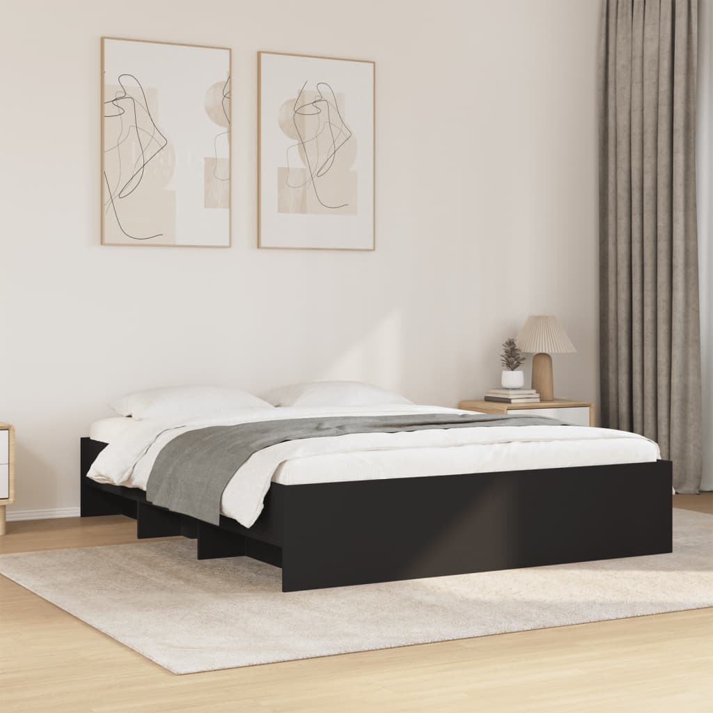Black Bed Frame 150 x 200 cm Particleboard