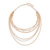 Collana Lunga con Perle Imitazione Temperamento Hip Hop Catena Metallica Multi-Strato Donna