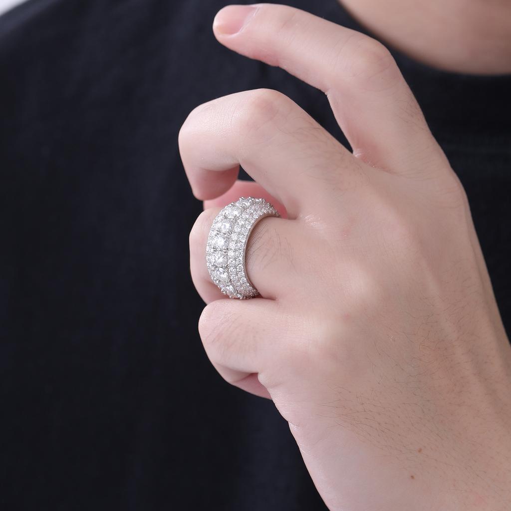 Spot supply full of copper zircon European and American rings trendy solid rings hip hop rings men