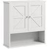 Wall Mounted Bathroom Cabinet Rustic Hanging Bathroom Furniture With Adjustable Shelf Compartment 2 Doors White