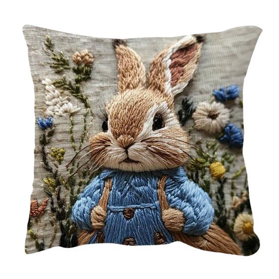 Cushion Cover Embroidered Animal Print Hidden Zipper Replaceable Design Sofa Pillowcase Home Living Room Bedroom Office Decor