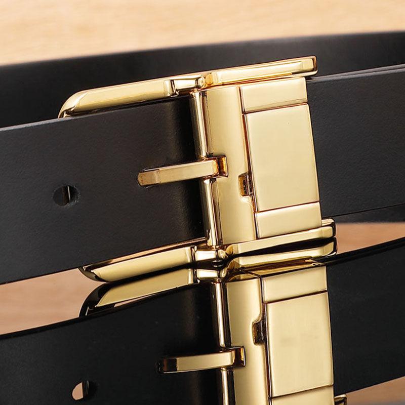 New Genuine Leather Men's Belt Pin Buckle Simple and Versatile Retro Cowhide Belt Youth Casual Jeans Belt
