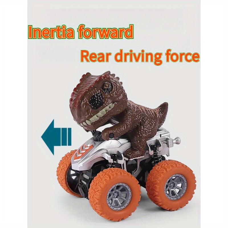1pc Dinosaur Inertial Pull Back Car, Manual Off Road Driving Vehicle, Plastic Animal Themed Toy with Rubber Tires, Simulation Dinosaur Stunt Car