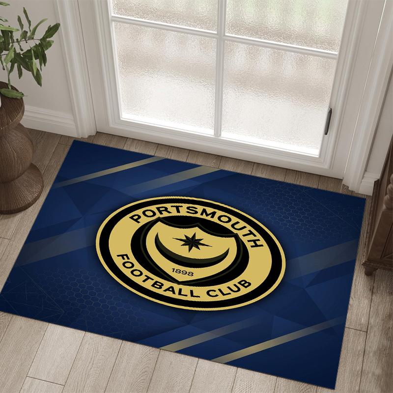 Portsmouth FC Design Crystal Velvet Carpet Cozy Non?Slip Printed Rug For Bedroom Living Room Entrance