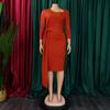 Woman Dresses Summer Long Sleeve Plus Size Xxxl Package Hips Mid Calf Professional Business Work Dress