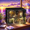 FSEARRT Dollhouse DIY Kit Set, Miniature Dollhouse Kit, Living Room Decor, Gift, Relaxing Item (Twilight Bookstore (Dustproof Case)