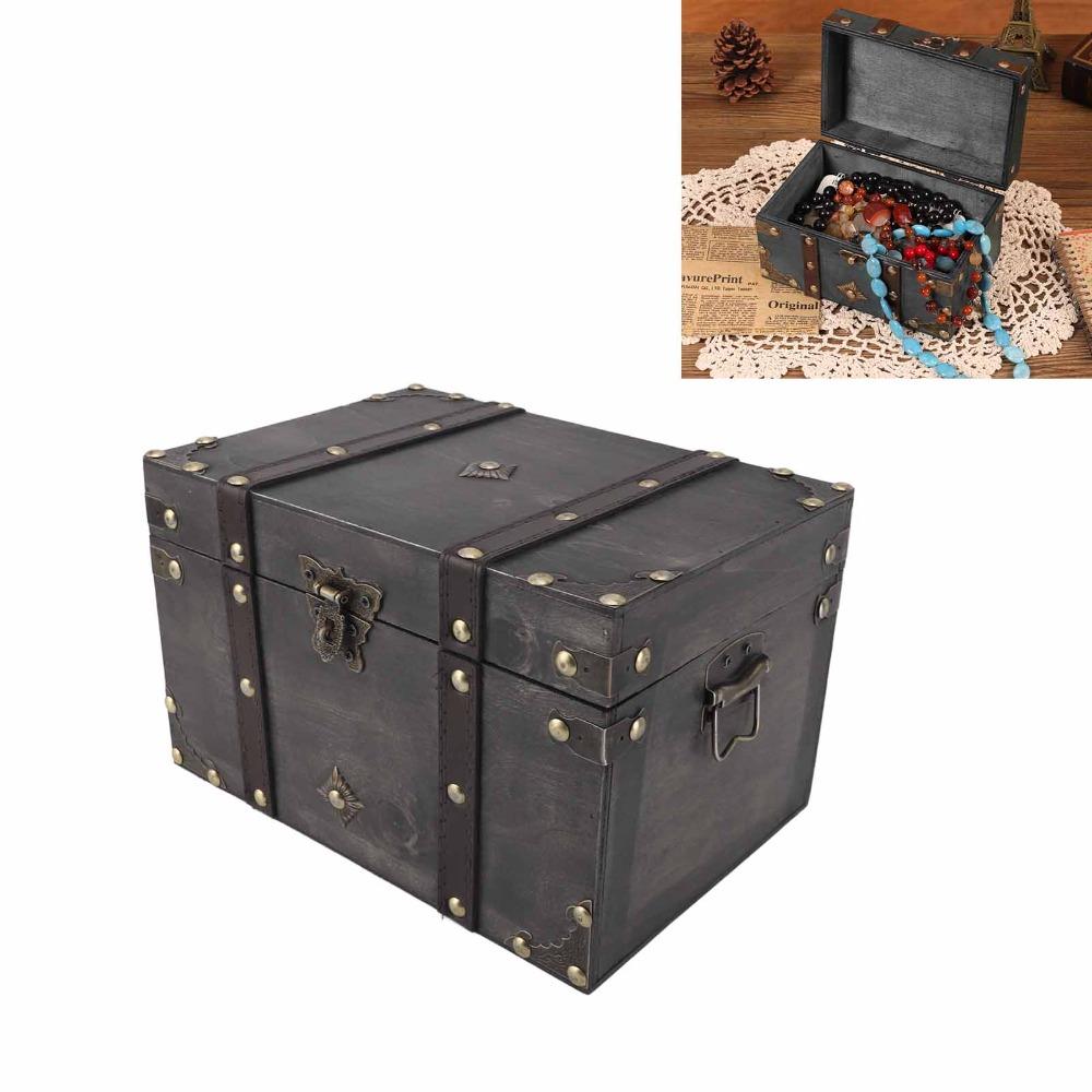 Large Wooden Storage Box Grey Antique Storage Box Wooden Jewelry Box Home Bedroom Decor