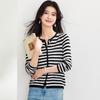 Women's Long Sleeve Striped Silk Blend Cardigan