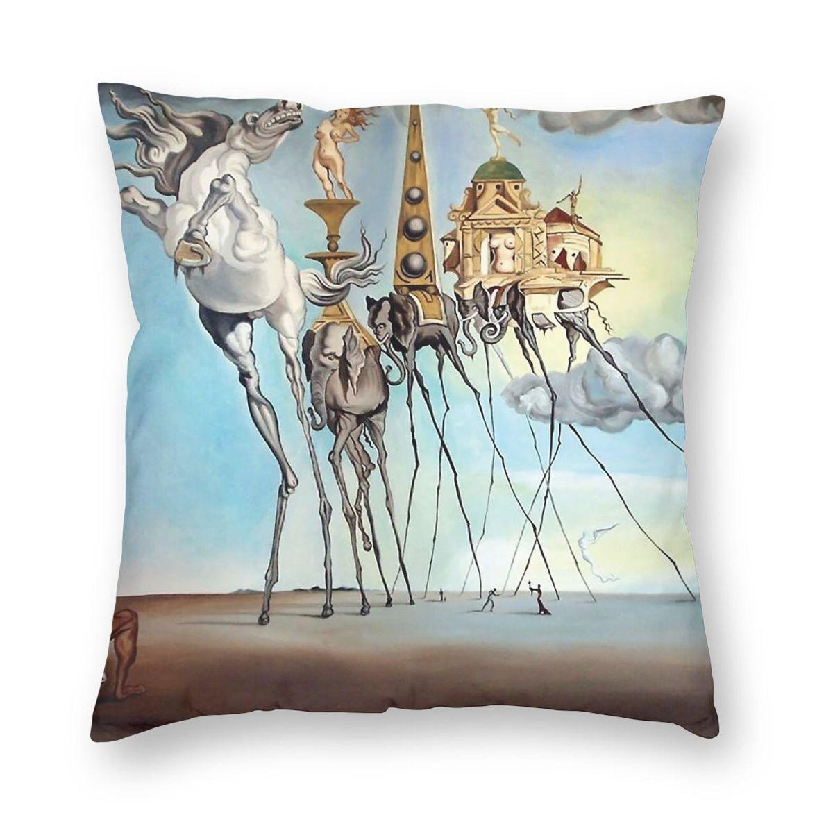 Salvador Dal Temptation Of St Anthony Pillowcase Polyester Linen Velvet Pattern Zip Decorative Sofa Seater Cushion Cover 30x30cm