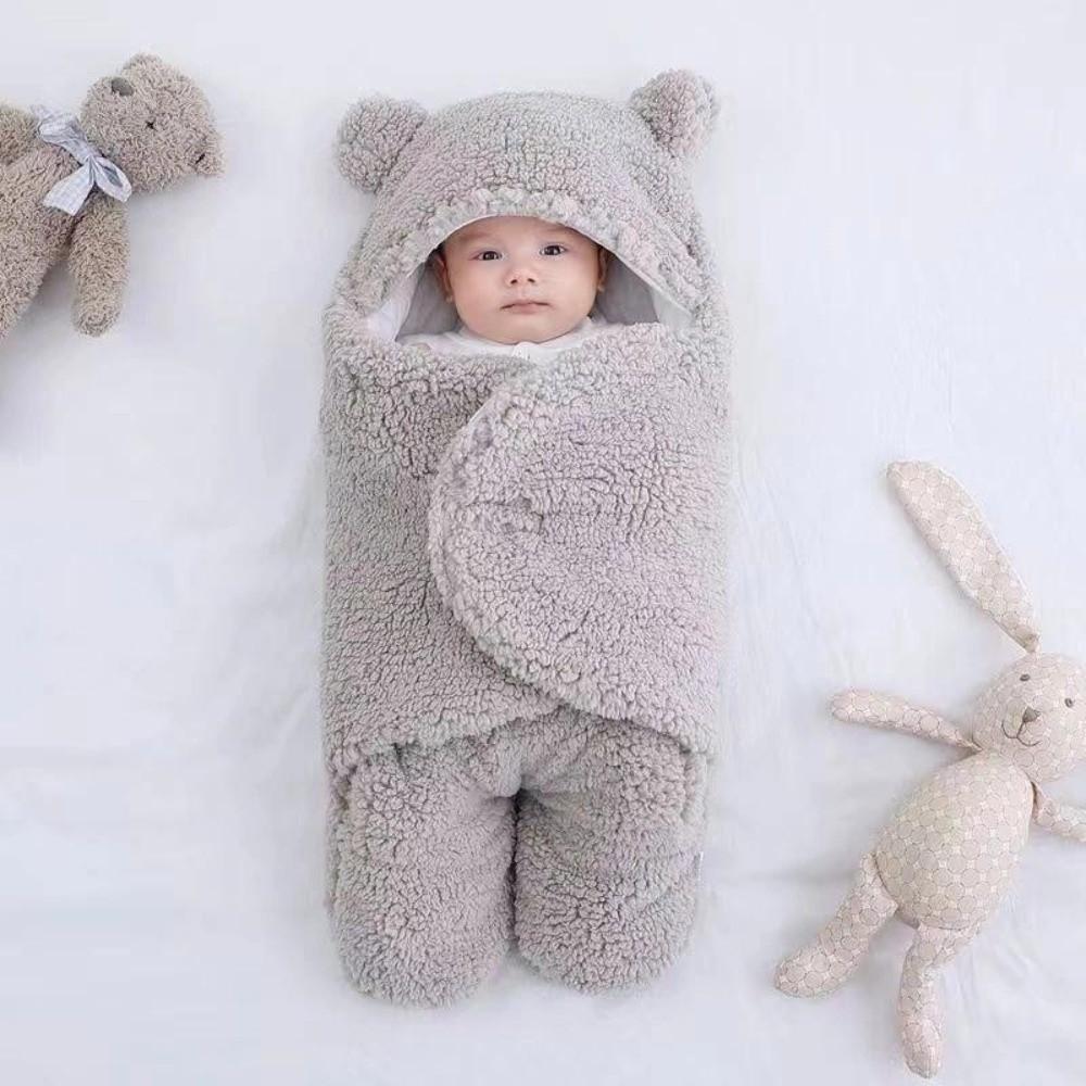 Imitation Berber Fleece Newborn Baby Sleeping Bag Warm Baby Blanket Newborn Swaddle Wrap  Winter