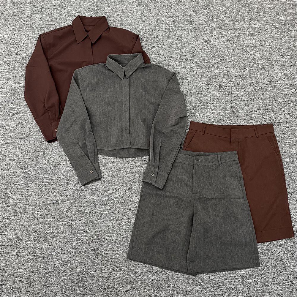 

2024 Women s Autumn/Winter Loose Drapey Short Shirt & High-Waist Casual Two-Piece Set Small