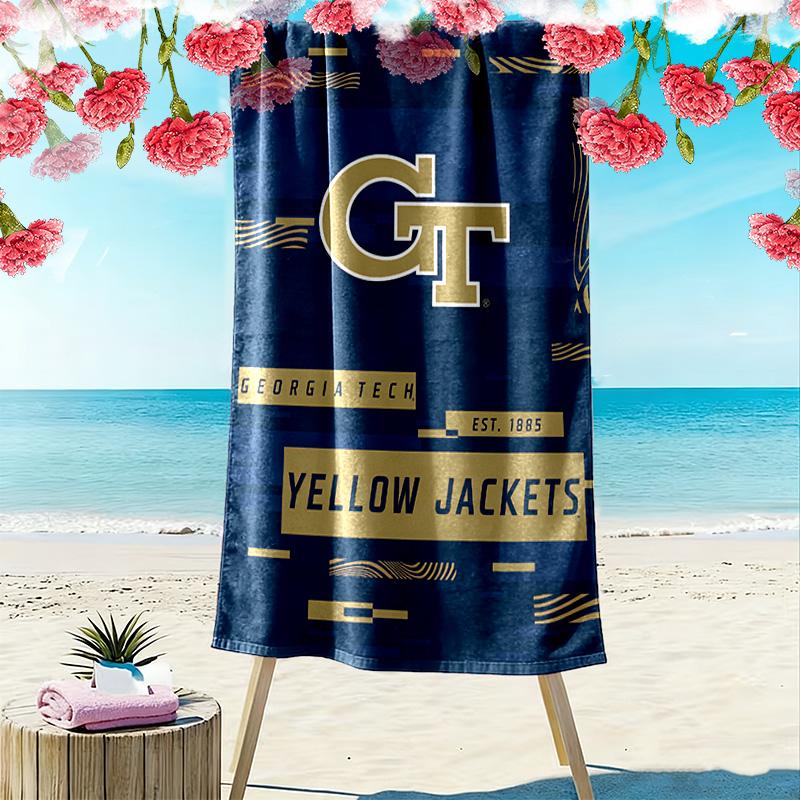 Georgia Tech Print Beach Towel, Large Soft Quick Dry Towel for Beach Camping Swimming