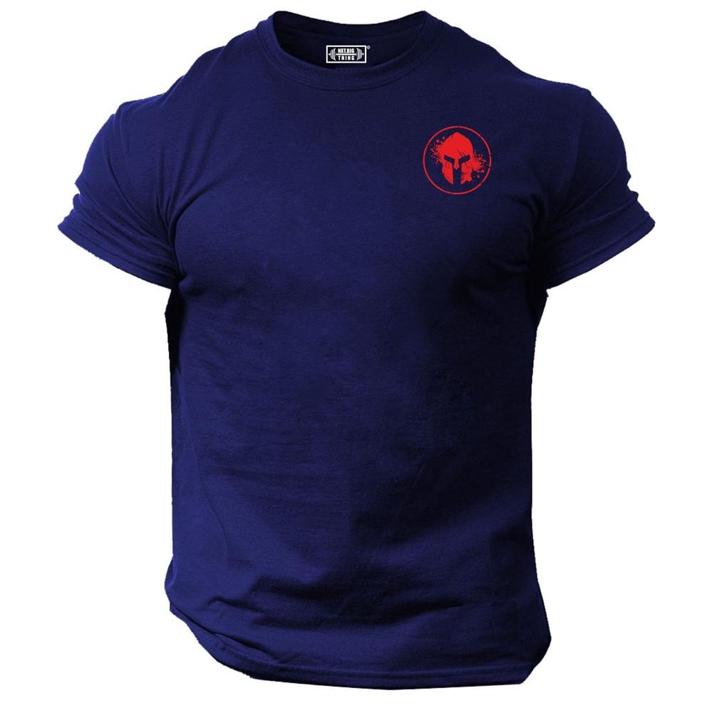 Blood Spartan T Shirt Pocket Gym Clothing Bodybuilding Training Workout Mma Top