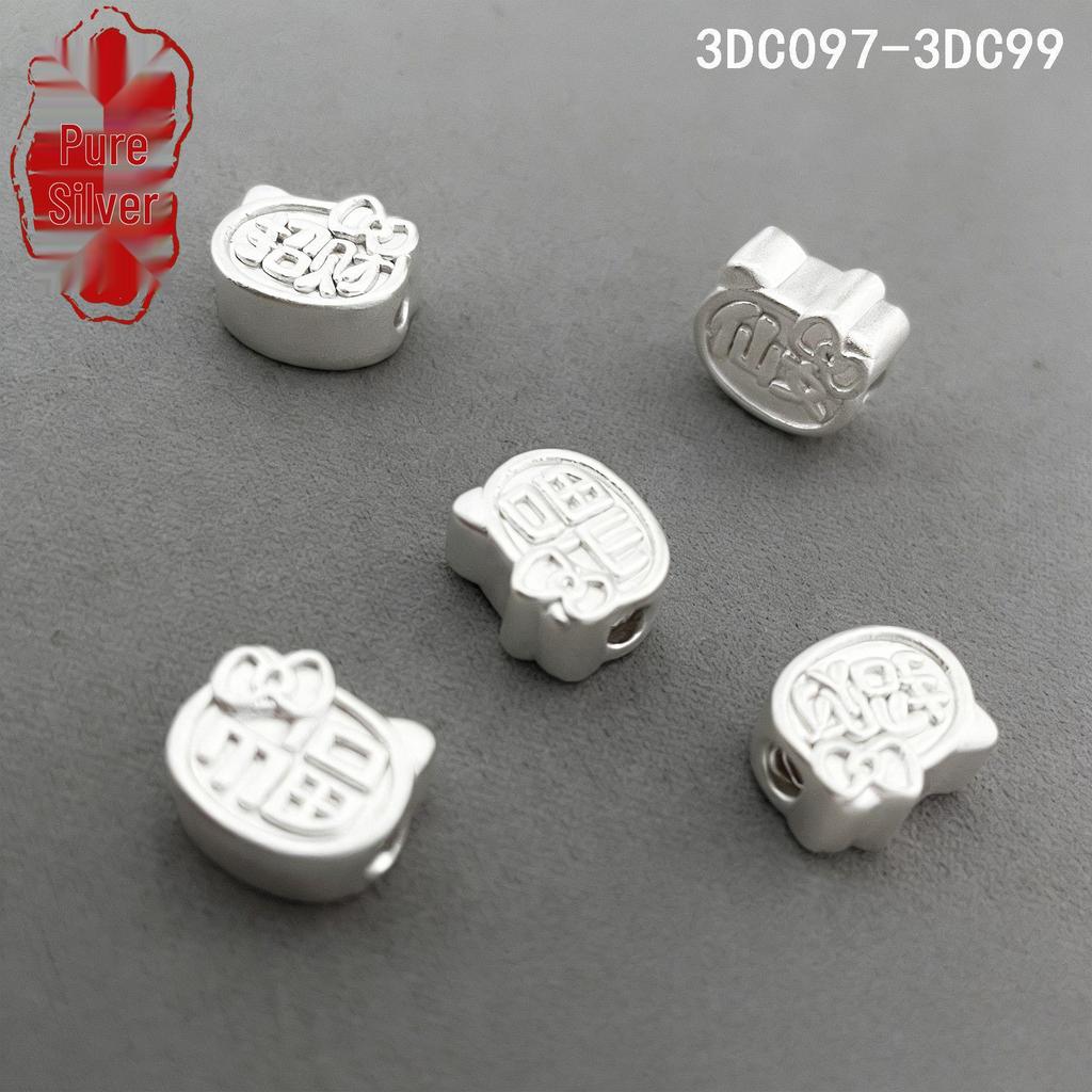 Sterling Silver Cute Cat Charms DIY Bracelet with 3D Beads Accessories