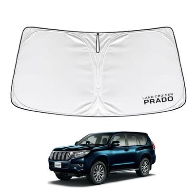 SAWAKAKI Sluneční clona pro Toyota Land Cruiser Prado 150, Zákazkově navržená pro čelní skla, Odolná proti větru, slunečnímu žáru, UV záření, Skládací pro kompaktní skladování, Logo, Ochrana,