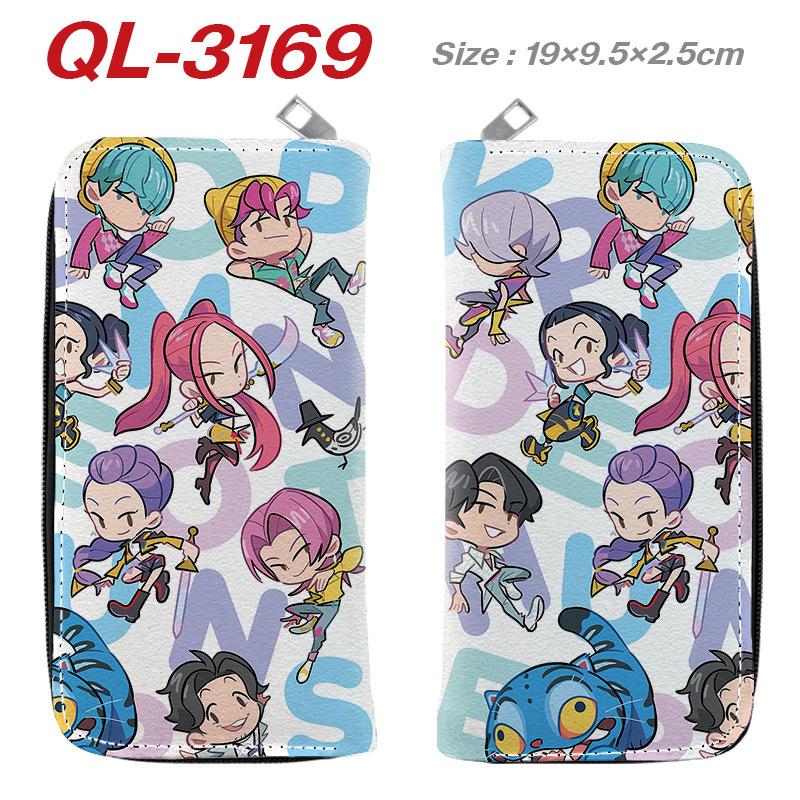 Portafoglio Lungo con Zip KPop Demon Hunters in Pelle PU Portamonete Cartone Animato per Donna Porta Carte Multipli Rosa