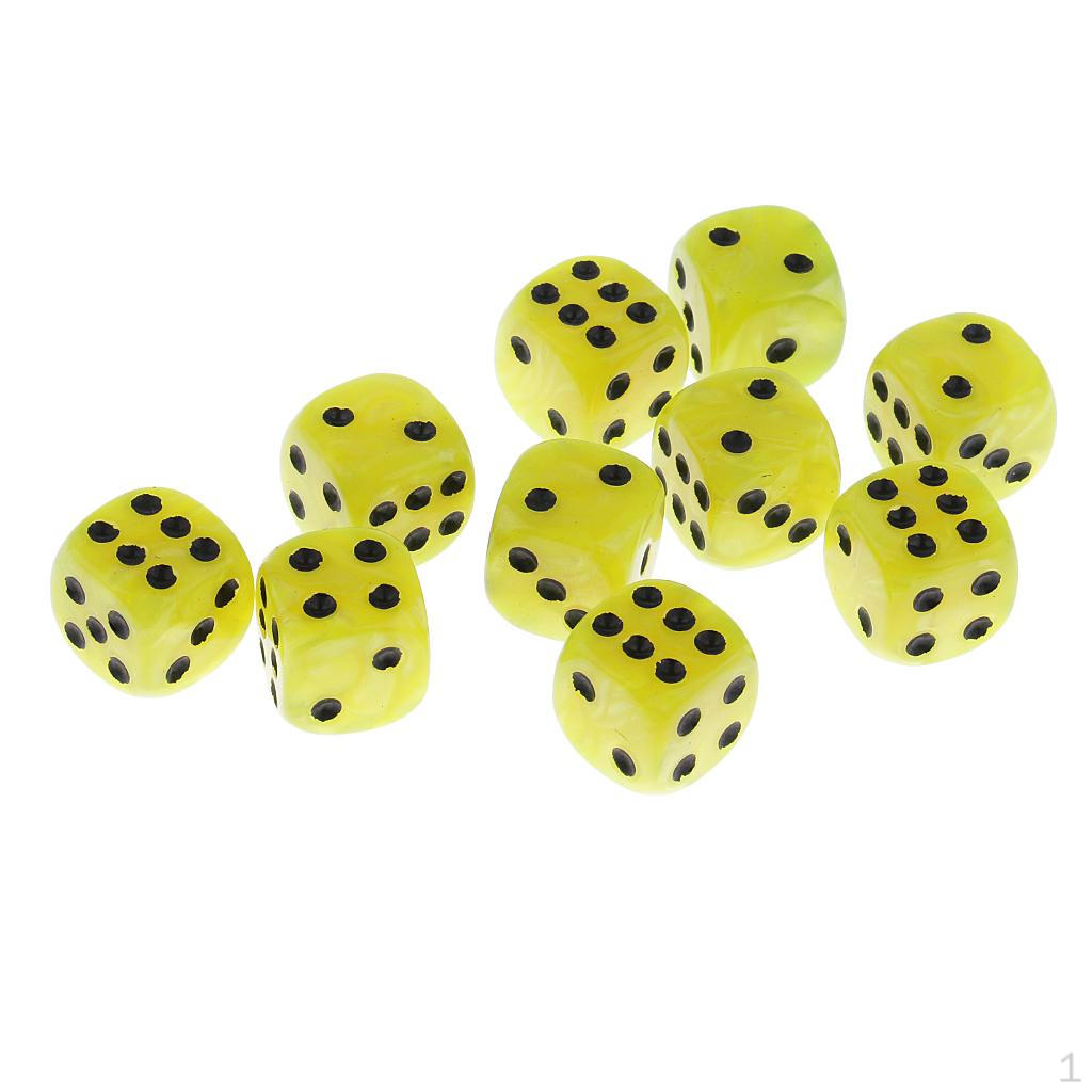 10x 6 Sided Plastic D6 for Role Play Accessories Gift