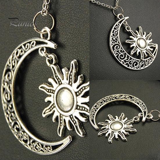 Jewelry Necklace Moon Sun Shape Vintage Style Alloy Gifts Unisex Fashion Chain for