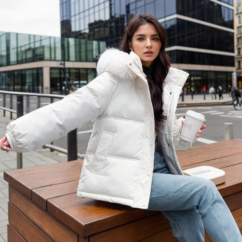 Big Collar Cotton Jacket Slim Fit Coats 2024 Winter Women's Jacket Female Casual Hooded Short Parkas Coats Women's Clothing