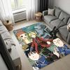 Fullmetal Alchemist Brotherhood Rug, Ling Yao Lan Fan Ninja Characters Anime Carpet, Blue Background Floor Mat Decor