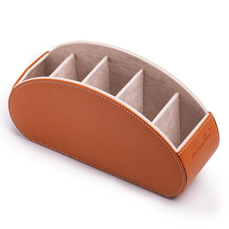 

Storage Pu Box Leather Phone Remote Control Desk Organizer Holder Home Antislip помаранчевий