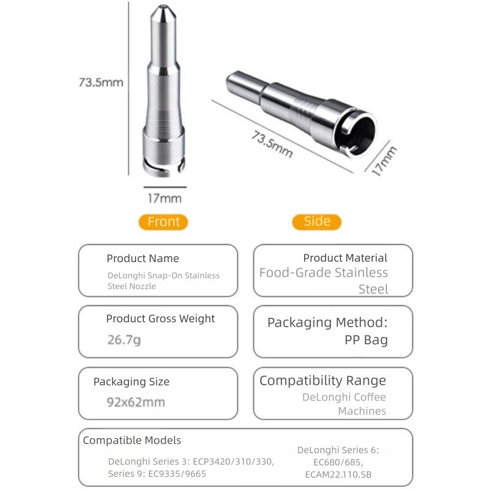 Thickened Coffee Machine Steam Nozzle for Delonghi ECP3420/310/330 EC680/685 EC9335/9665