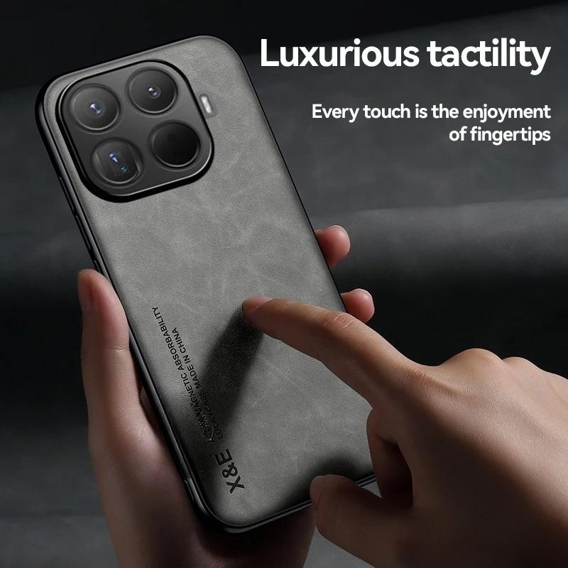 Luxury Busines Lambskin Skin-friendly Leather Case For Xiaomi 15 14 13 Ultra T/Pro Soft Silicone Border Shockproof Protect Cover