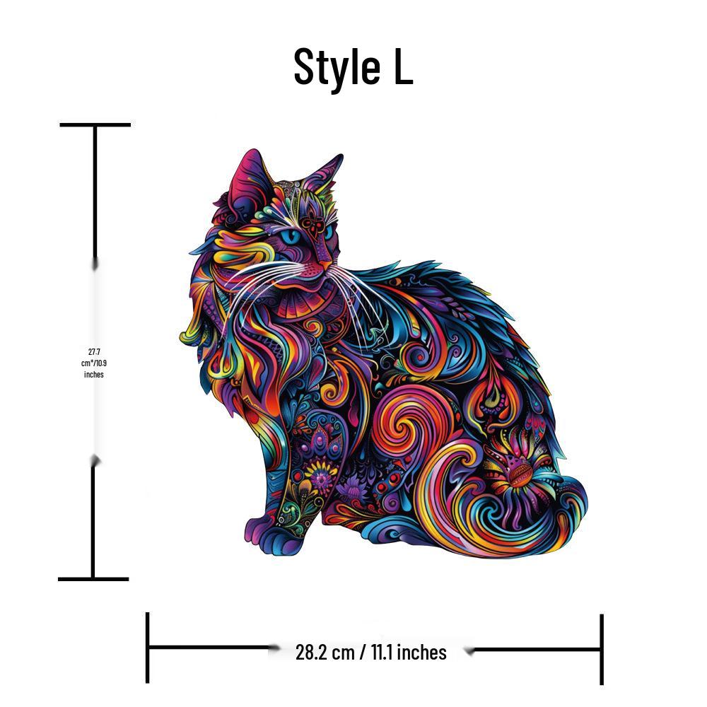 HOOLOOG Maine Coon Wooden Irregular Jigsaw Puzzle - Interlocking Toy & Art Piece with Money Box