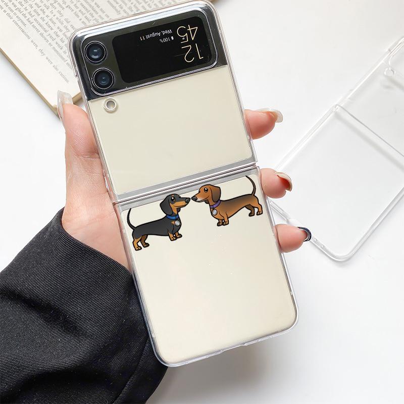 

Dachshund Sausage Dog Phone Case For Samsung Galaxy Z Flip 3 4 5 6 fold High Hard PC Shell For Galaxy Z Flip 3 5 6 Clear Cover Galaxy Z Flip 4