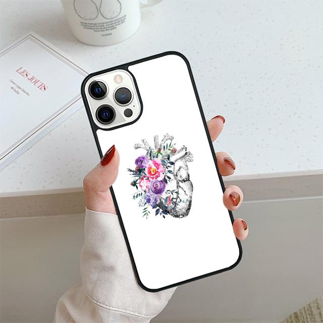 Flower Heart Phone Case For iPhone 17 Air 14 15 16 13 12 Cover For Apple iPhone 17 Air 14 15 16 Pro Max 6S Plus Coque