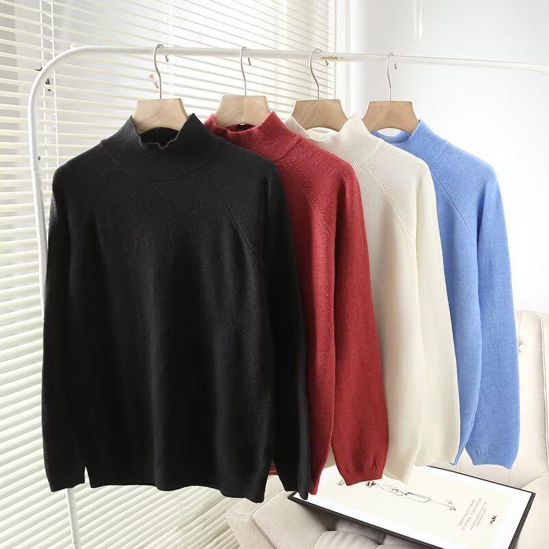 

2025 Spring Women s Elegant Commuter Knit Sweater: Versatile, Solid Color, Round Neck Large червоний