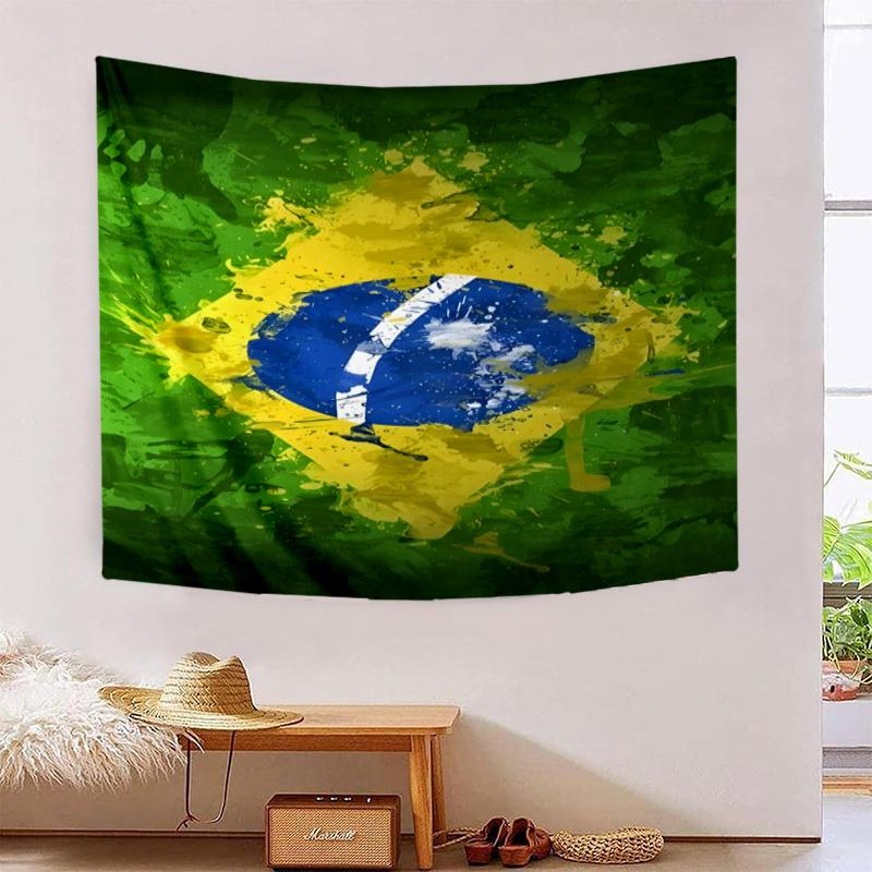 Brazil Artwork Printed Tapestry, Fabric Tapestry Wall Hanging Decoration for Bedroom, Living Room, Dorm Room Home Party Fan Gifts