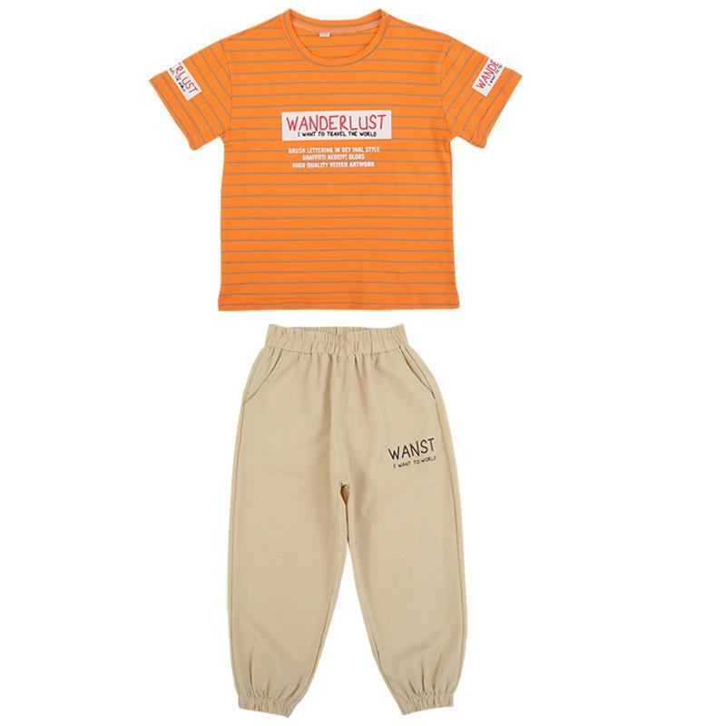 Jungen Sommeranzug Kinder gestreiften zweiteiligen Anzug kurzärmelige abgeschnittene Hose Sommer koreanische Version