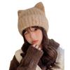 Cute Cat Ears Wool Hat Women's Autumn and Winter New Thick Warmth Outdoor Cold Proof Versatile Knitted Hat