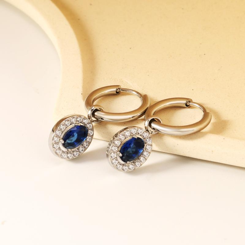 Clearly Colored Cubic Zirconia Drop Earrings For Woman Dancing Party Accessories Luxury Shiny Zircon Geometric Clip