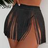 Softness Tassel Strap Skirt Women Sexy Beach High Waist Tassels Summer Quick Drying Solid Color Fringe Mini Party Costume Clubwear Short