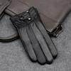 Men's Spliced Genuine Leather Fleece-Lined Cold-Proof Driving Gloves