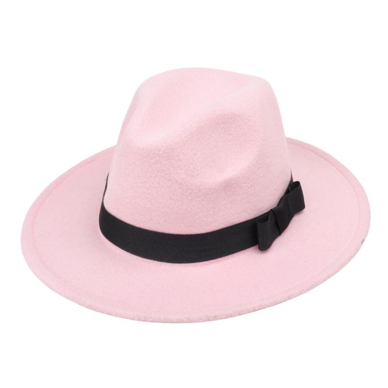 Unisex Retro Street Style Fedora-hatt med bred brätte - Jazzhatt i imitation av ullfilt