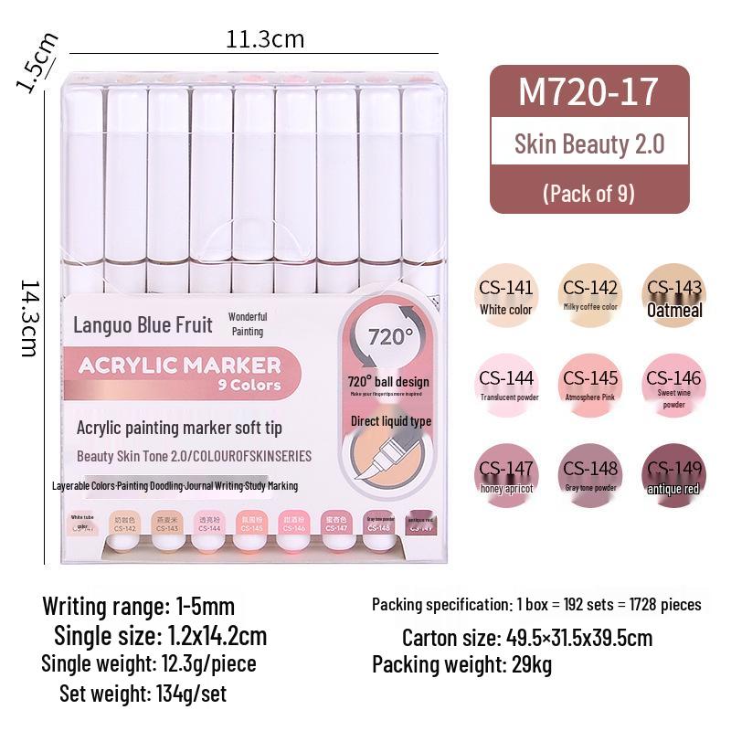 

Акрилові маркери з м яким наконечником Blue Fruit M720 - Набір пензлів пастельних кольорів для студентів-художників, непрозорі