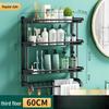 Black 3-Tier Stainless Steel Bathroom Shelf with Towel Bar