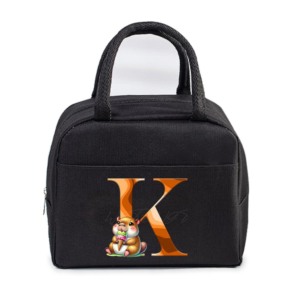 Office worker small portable lunch bag Oxford cloth letter student large portable bento bag