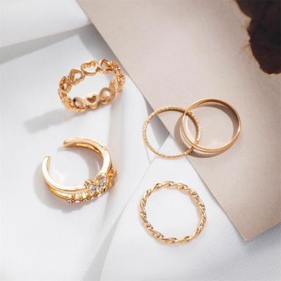 Anéis da moda para mulheres conjunto de anéis de cor dourada hiphop anéis de dedo simples joias festa