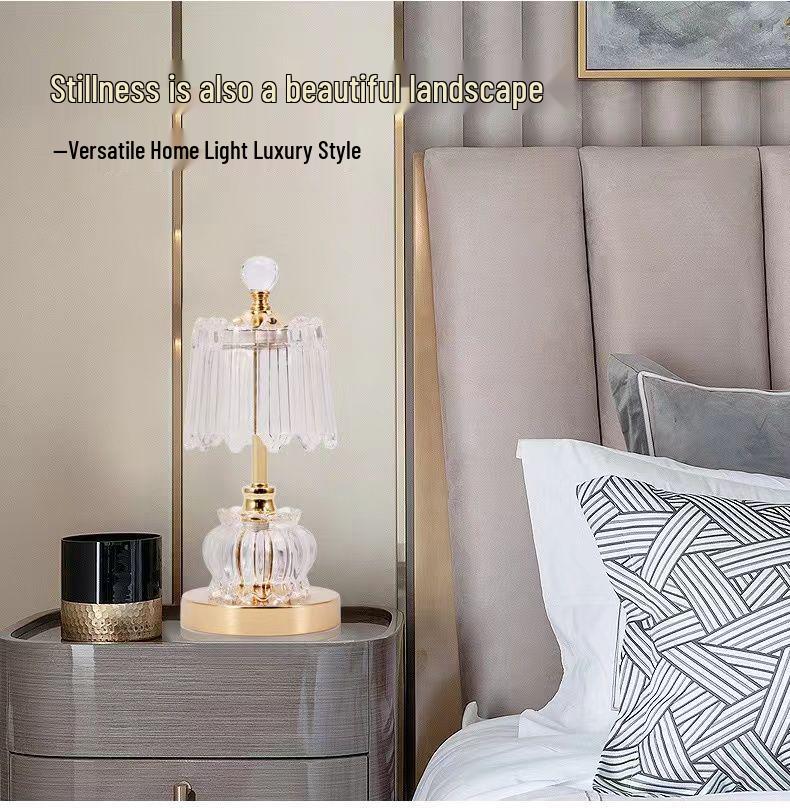 2025 Luxury Crystal Rechargeable Bedside Lamp - High-End Atmosphere Night Light