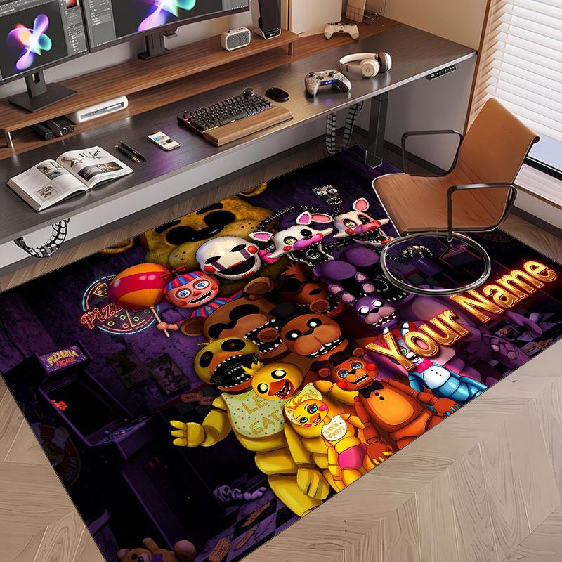 Custom Name Text Crystal Velvet Rug,Five Nights at Freddy’s Soft Plush Decorative Non Slip Floor Carpet