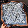 Elegant Square Silk Scarf Flower Pattern Handbag Wraps Head Handkerchief 70*70Cm Double Sides Neckerchief Women