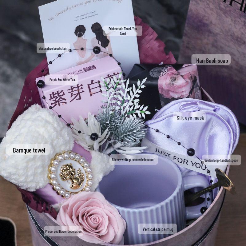 Purple Bridesmaid Gift Set: High-End Hug Bucket Box for Girls