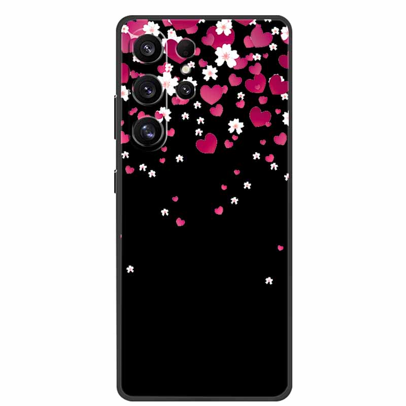 For Samsung Galaxy S26 Ultra Case Cute Floral Black Luxury Soft Silicone Back Cover For Samsung S26 Ultra Cases GalaxyS26 Ultra